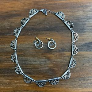 18”Silver Necklace, Pierced Earring Set